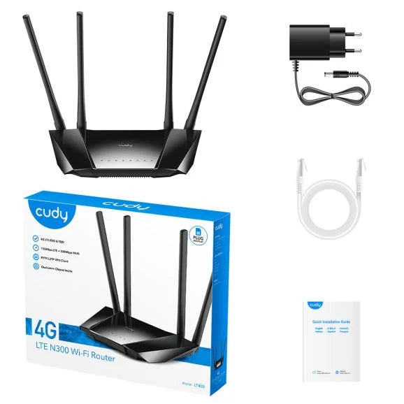 WiFi N 4G LTE Ruter | 300Mbps | 4x Ethernet Ports | Nano SIM Utor | CUDY - MAXcom WiFi N 4G LTE Ruter | 300Mbps | 4x Ethernet Ports | Nano SIM Utor | CUDY - MAXcom